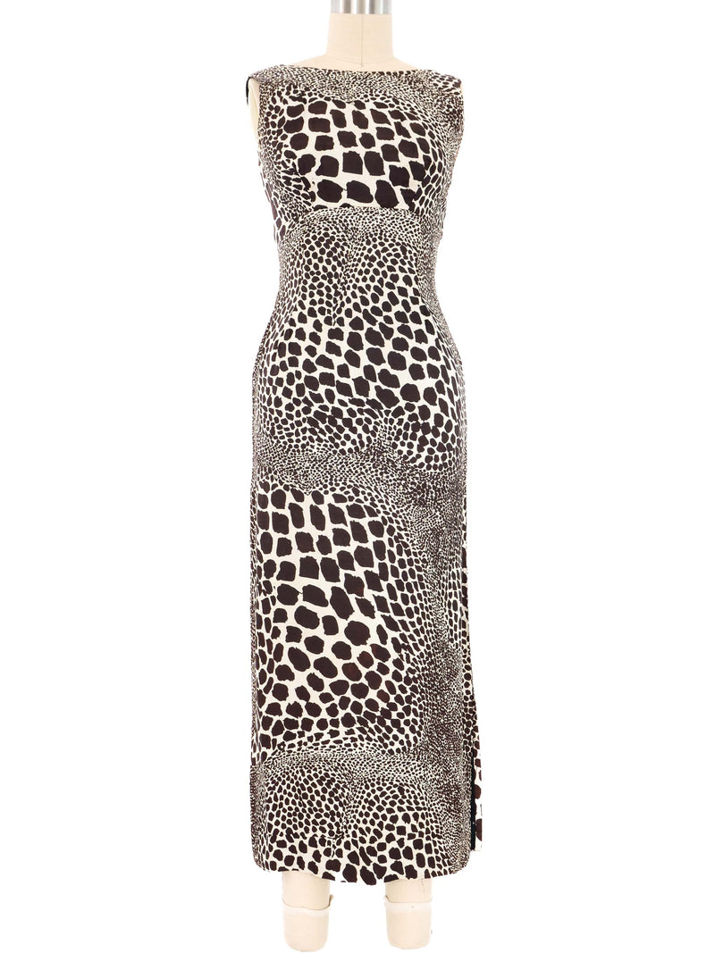 1960s Giraffe Print Rhinestone Embellished Gown Dress arcadeshops.com