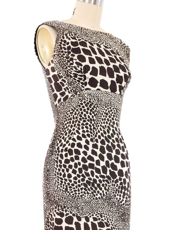 1960s Giraffe Print Rhinestone Embellished Gown Dress arcadeshops.com