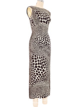 1960s Giraffe Print Rhinestone Embellished Gown Dress arcadeshops.com