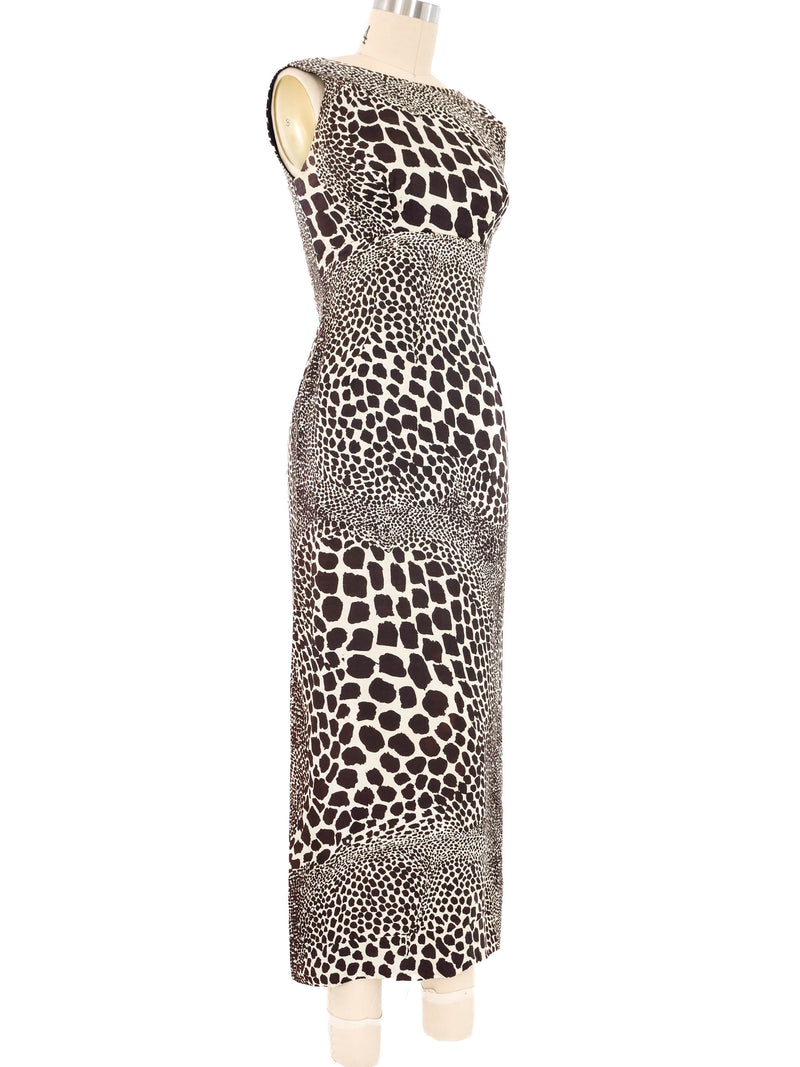 1960s Giraffe Print Rhinestone Embellished Gown Dress arcadeshops.com