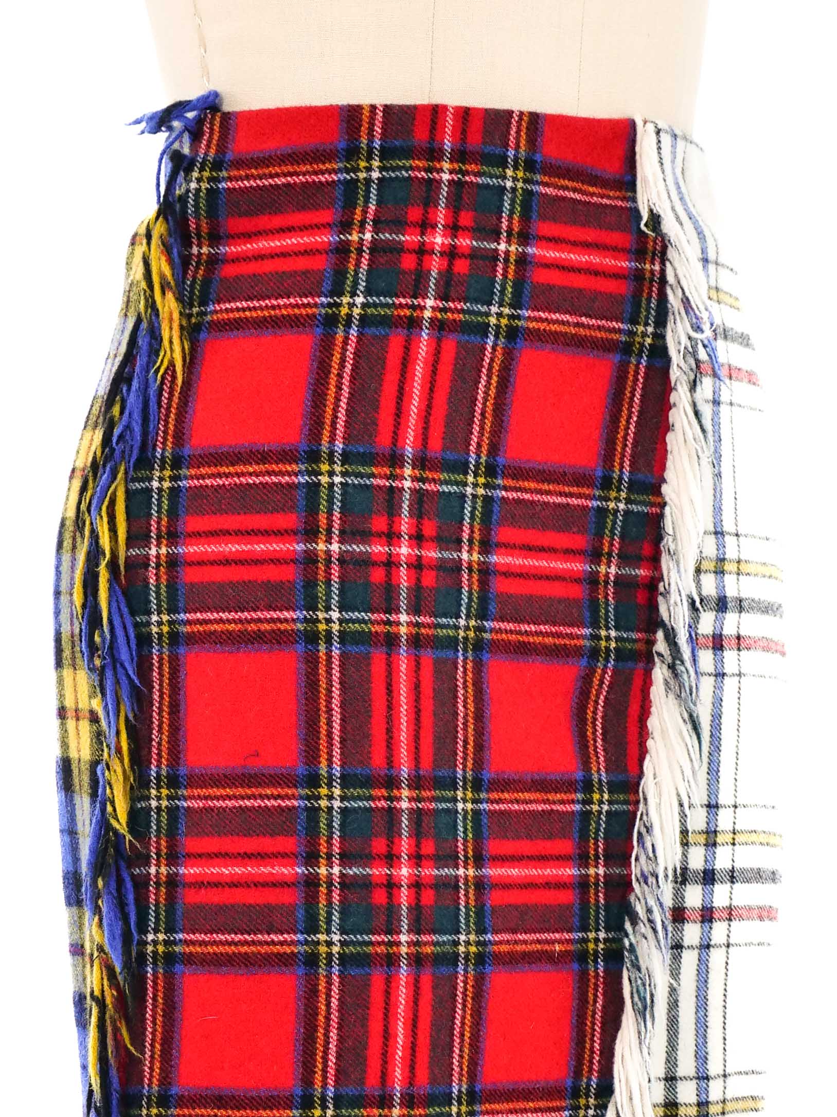 Moschino Couture Plaid Wool Scarf Skirt