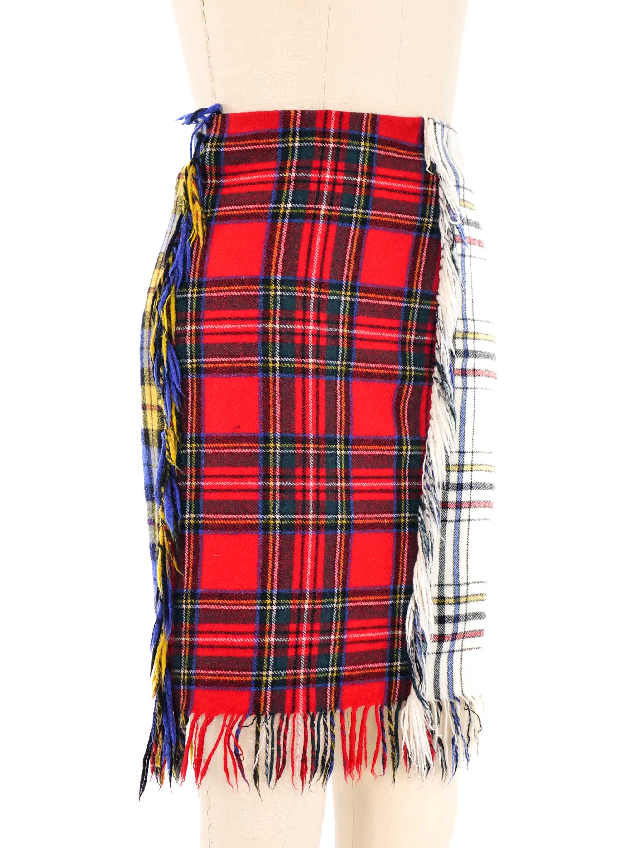 Moschino Couture Plaid Wool Scarf Skirt