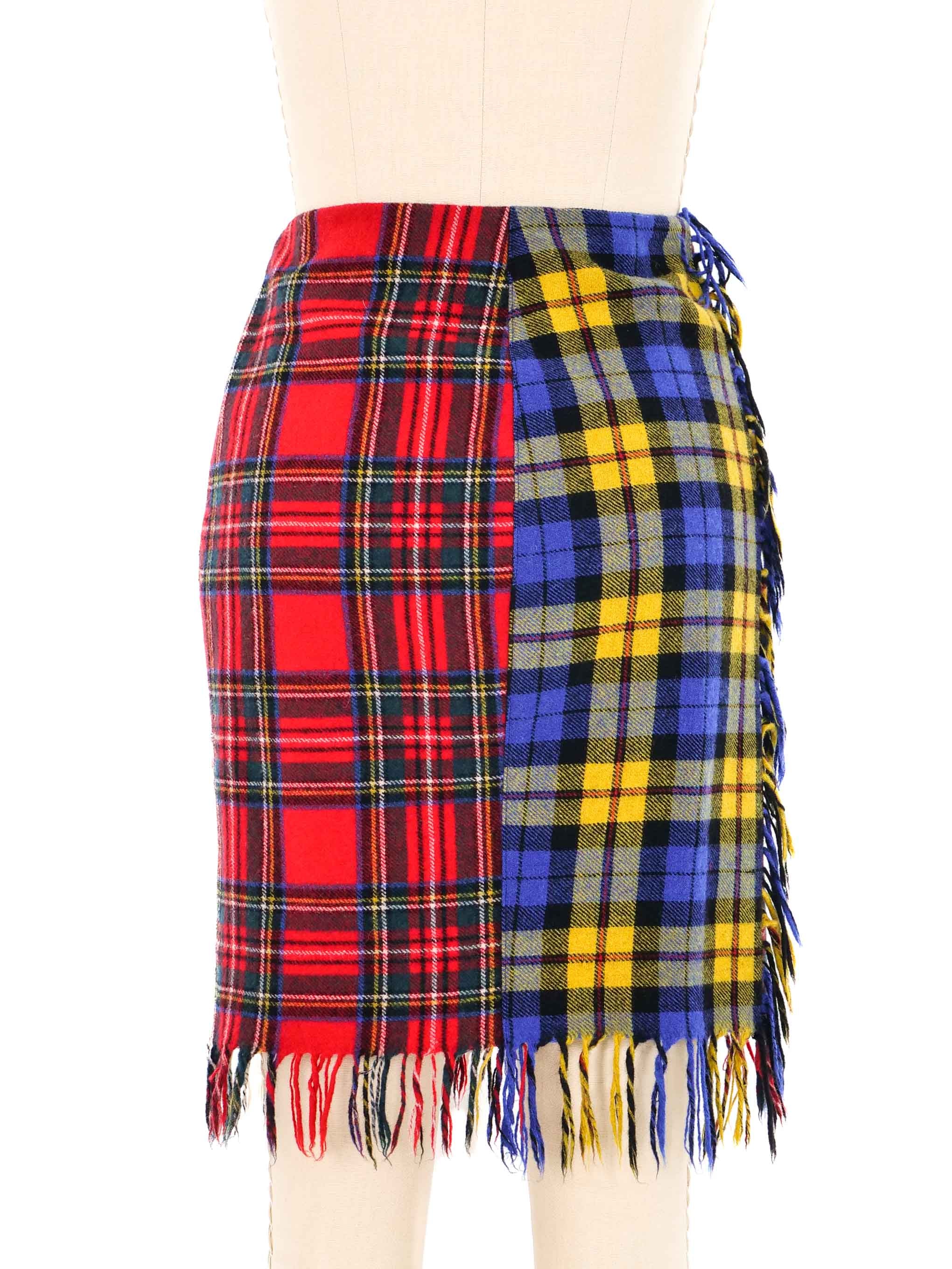 Moschino Couture Plaid Wool Scarf Skirt