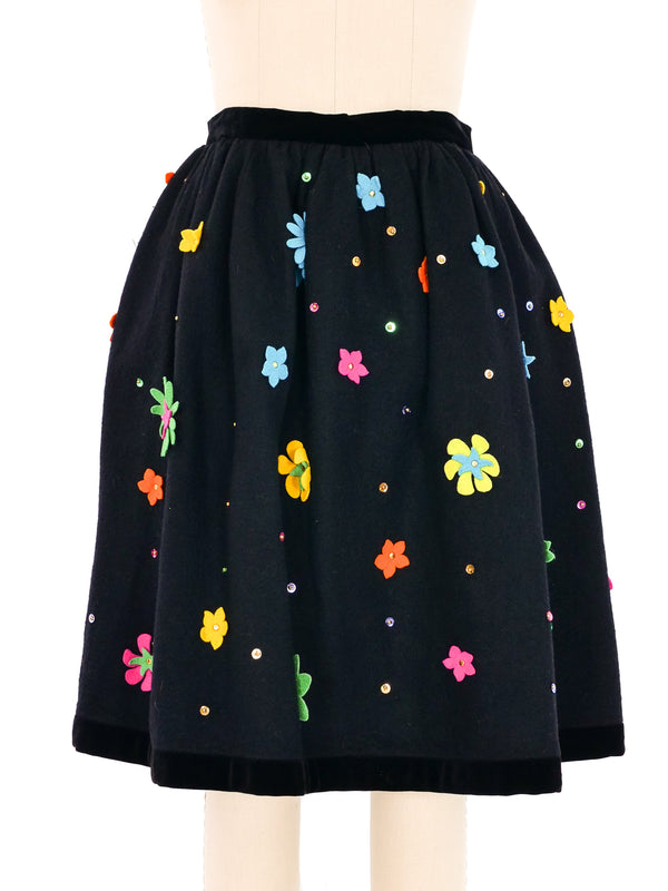 1950s Floral Applique Felt Skirt Bottom arcadeshops.com