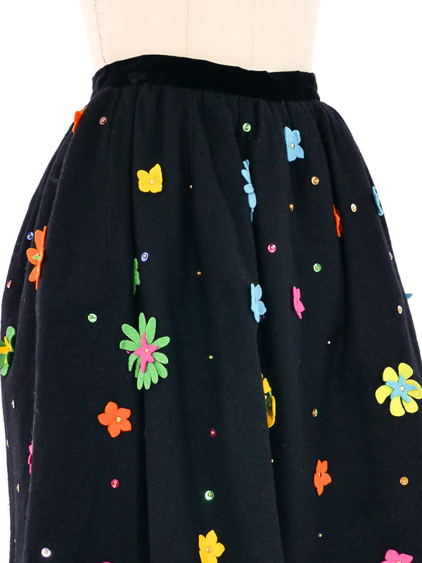 1950s Floral Applique Felt Skirt Bottom arcadeshops.com