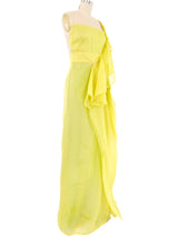 Valentino Chartreuse Silk Organza Gown Dress arcadeshops.com