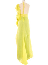 Valentino Chartreuse Silk Organza Gown Dress arcadeshops.com