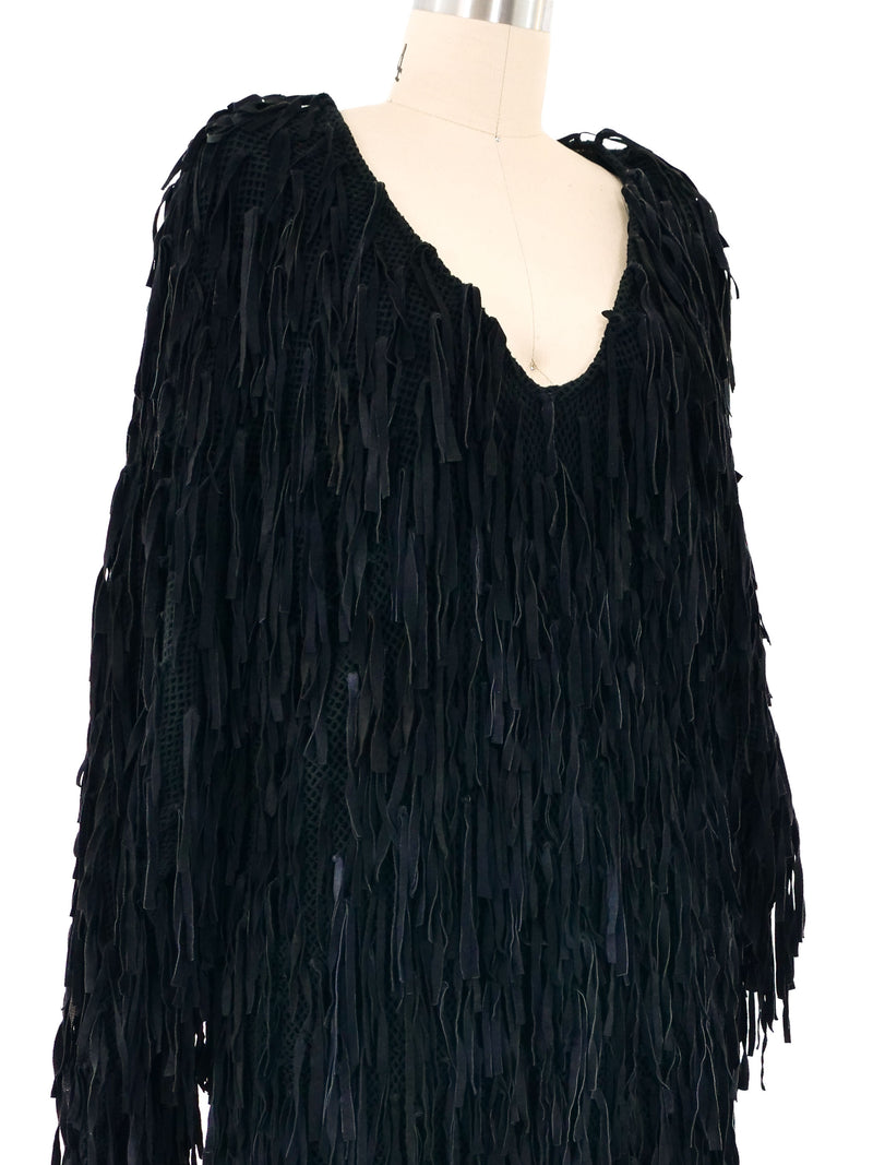 Fringed Leather Mesh Dress Dress arcadeshops.com