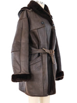 Brown Cocoon Shearling Coat Outerwear arcadeshops.com