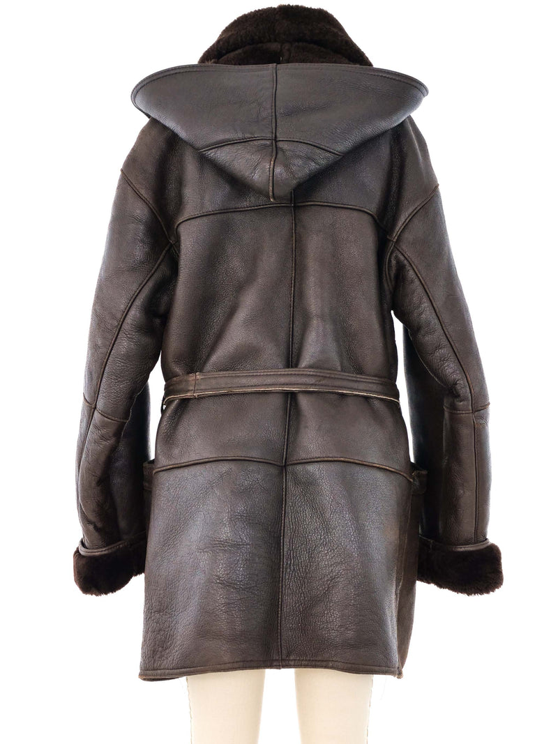 Brown Cocoon Shearling Coat Outerwear arcadeshops.com