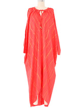 1970s Coral Striped Cotton Caftan Dress arcadeshops.com