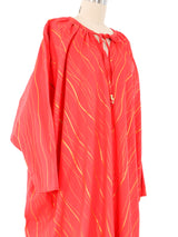 1970s Coral Striped Cotton Caftan Dress arcadeshops.com