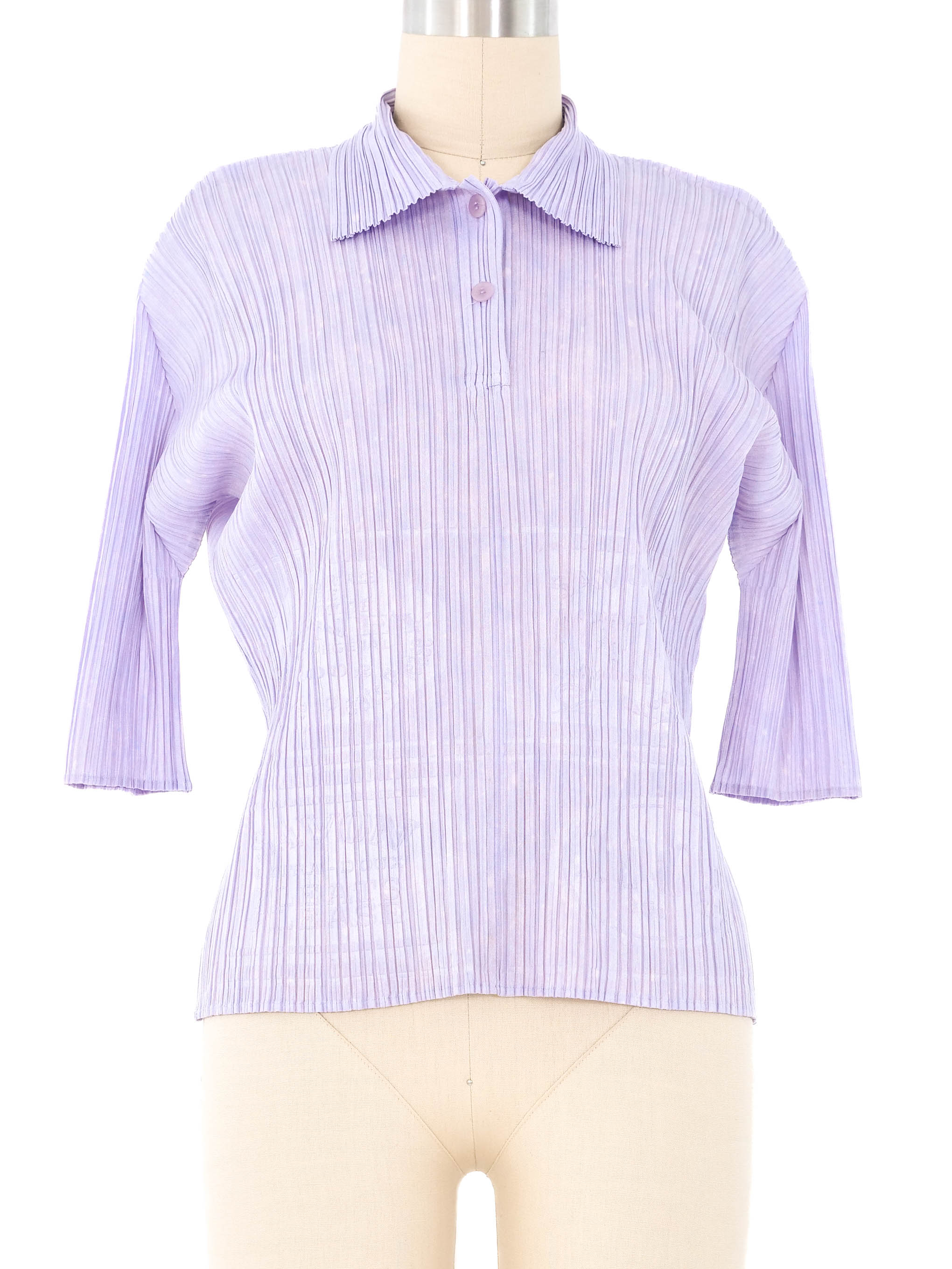 Issey Miyake Pleats Please Lavender Polo Top