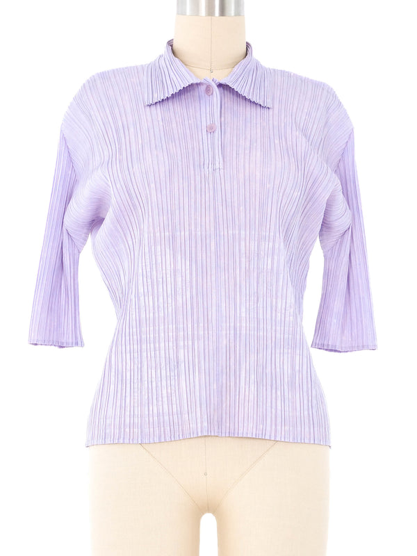 Issey Miyake Pleats Please Lavender Polo Top Top arcadeshops.com