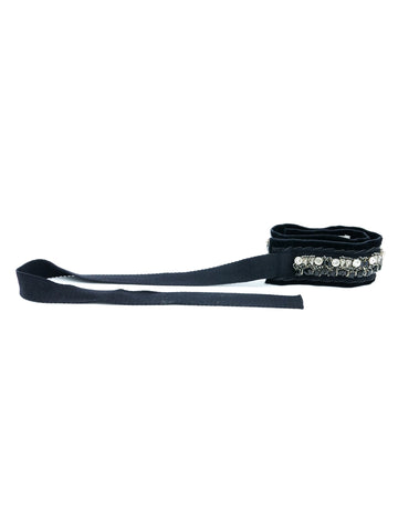 2004 F/W Prada Embellished Black Velvet Belt display picture 2