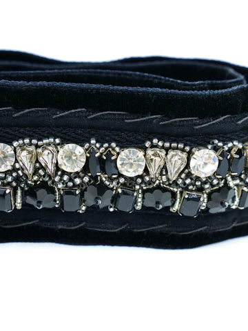 2004 F/W Prada Embellished Black Velvet Belt display picture 3