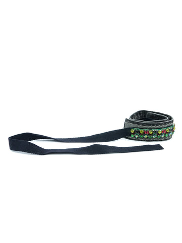 Prada Vintage Beaded Velvet Belt 2004 F/W Prada Embellished Black Velvet Belt main image 3