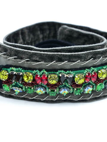 2004 F/W Prada Embellished Gray Velvet Belt display picture 1