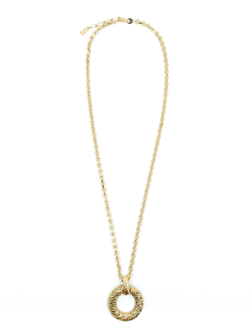 Yves Saint Laurent Textured Circle Pendant Necklace Accessory arcadeshops.com