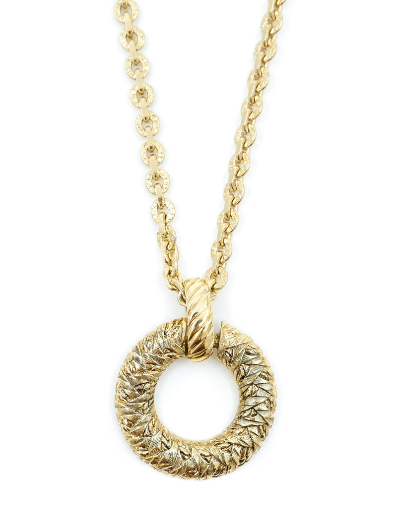 Yves Saint Laurent Textured Circle Pendant Necklace Accessory arcadeshops.com
