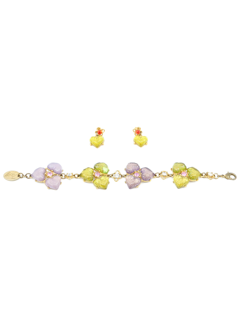 Isaky Paris Glass Heart Bracelet And Earring Set Accessory arcadeshops.com