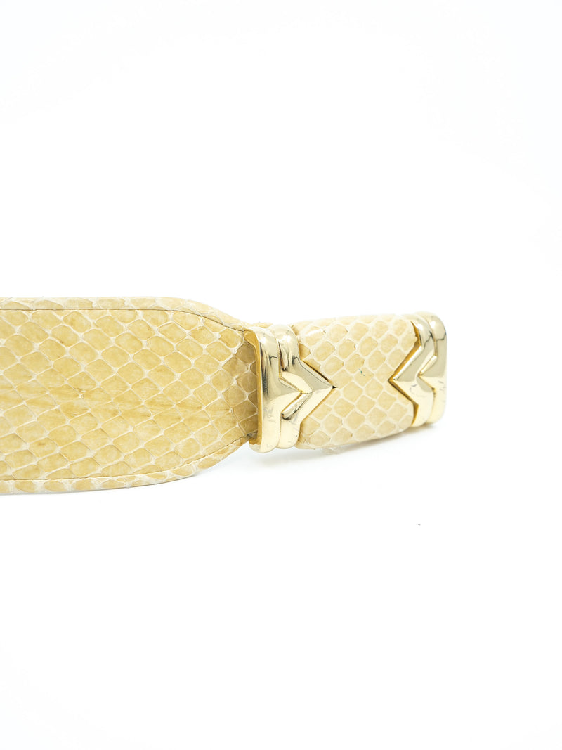 Judith Leiber Ivory Snakeskin Belt Accessory arcadeshops.com