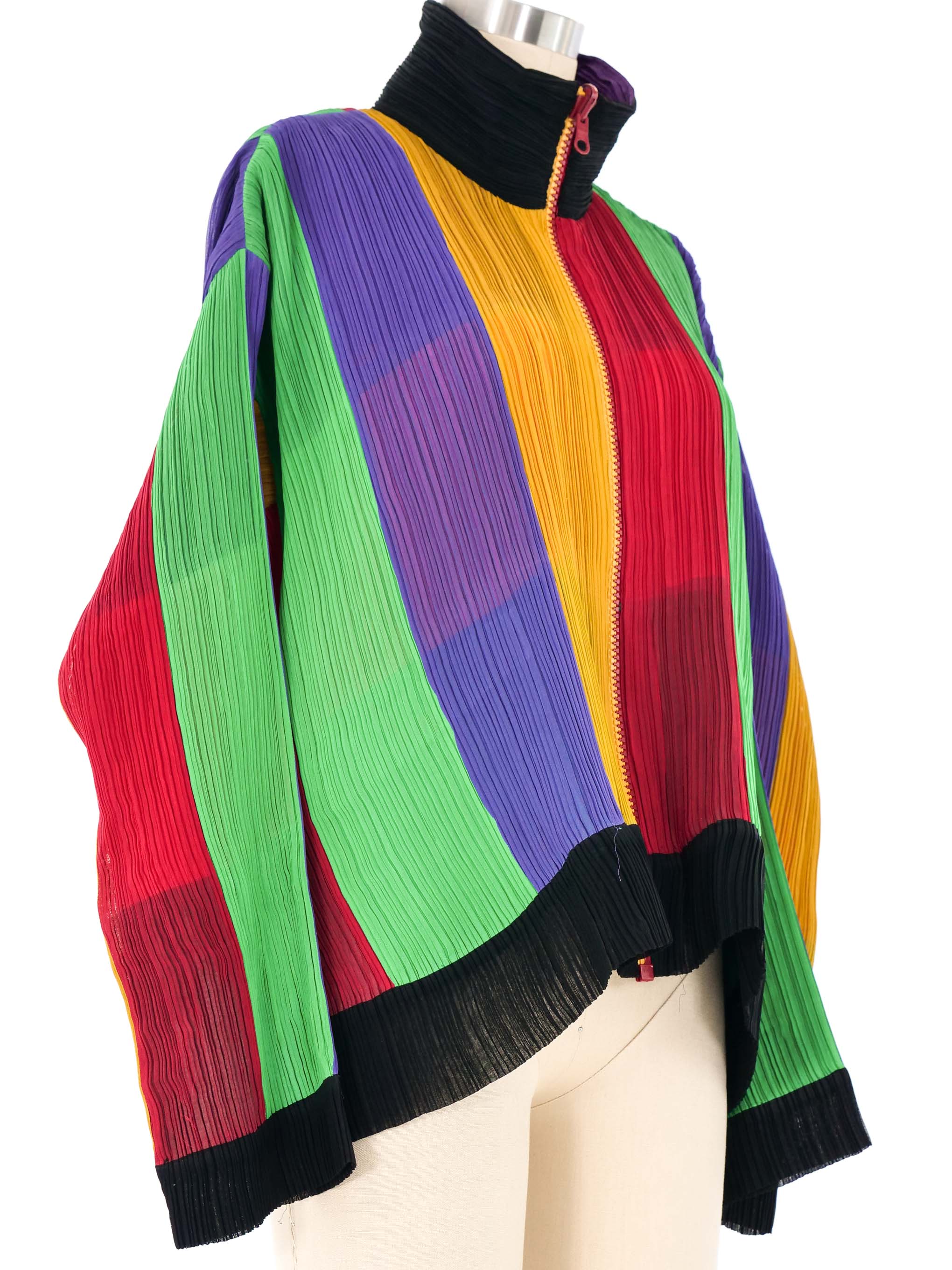 Issey Miyake Colorblock Reversible Plisse Pleat Jacket