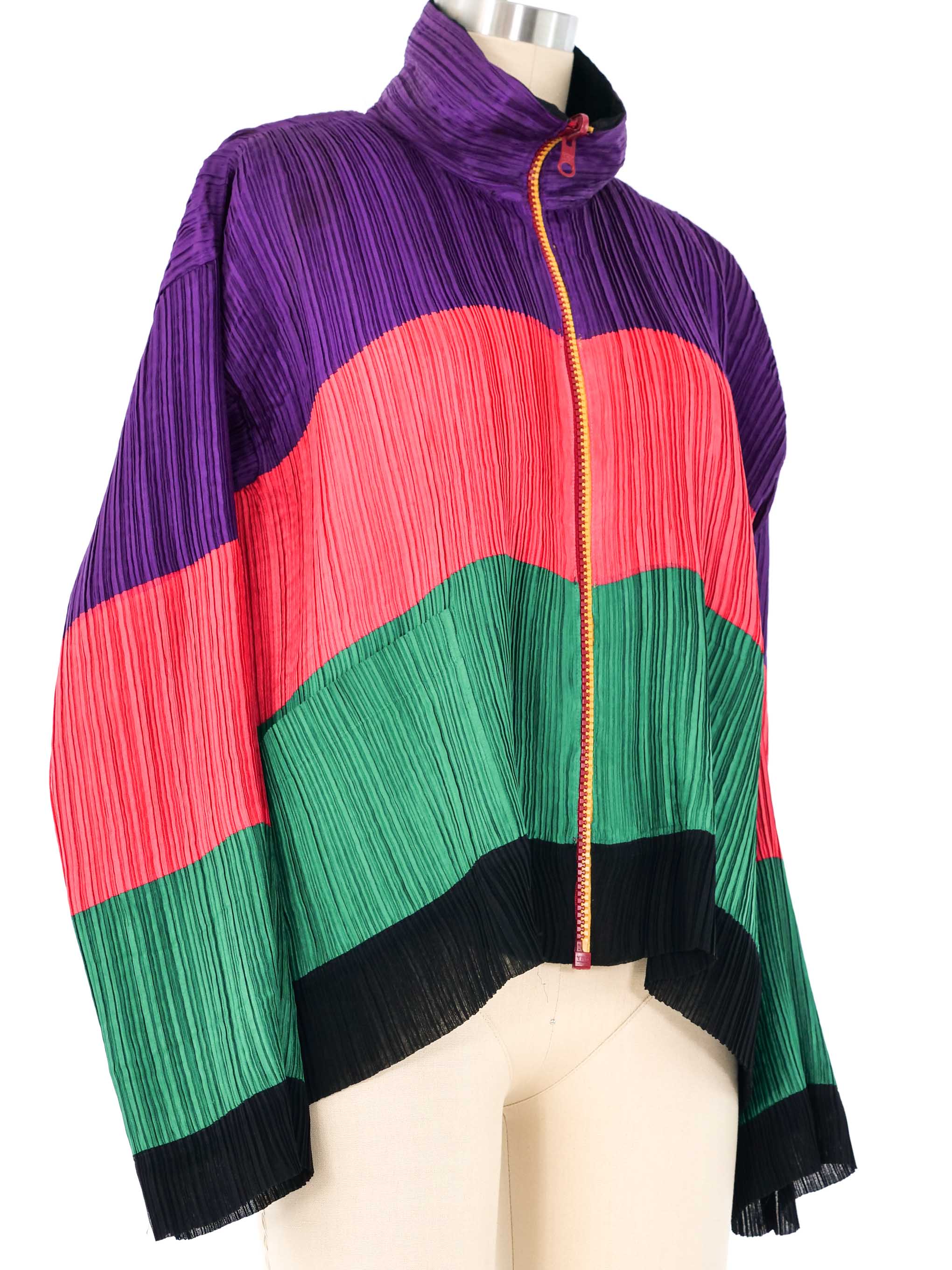Issey Miyake Colorblock Reversible Plisse Pleat Jacket