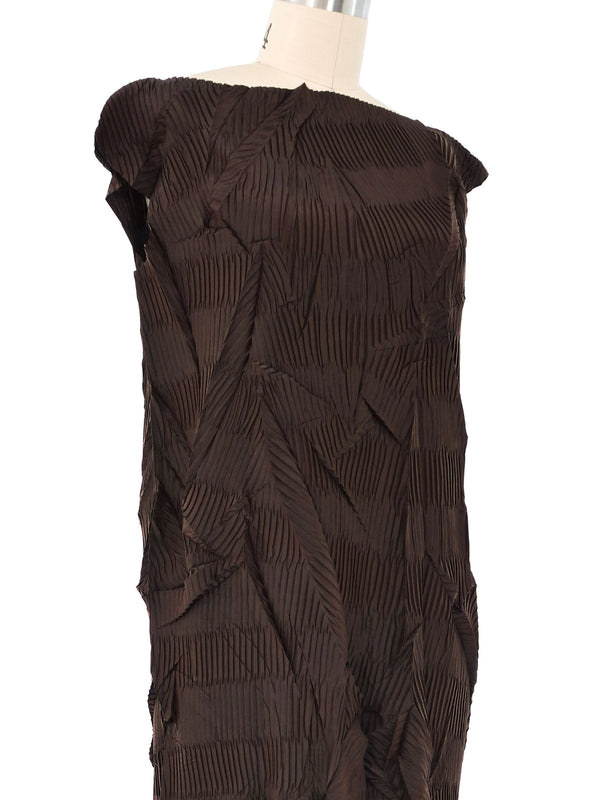 Brown Dimensional Pleat Maxi Dress Dress arcadeshops.com