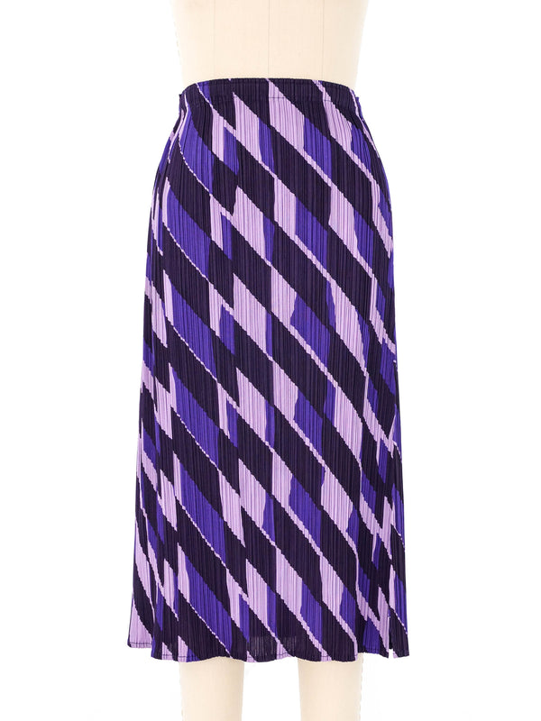 Issey Miyake Pleats Please Geometric Printed Purple Skirt Bottom arcadeshops.com