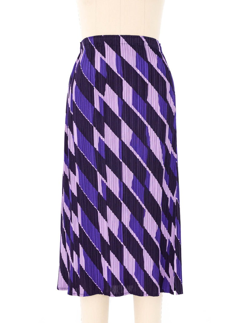 Issey Miyake Pleats Please Geometric Printed Purple Skirt Bottom arcadeshops.com
