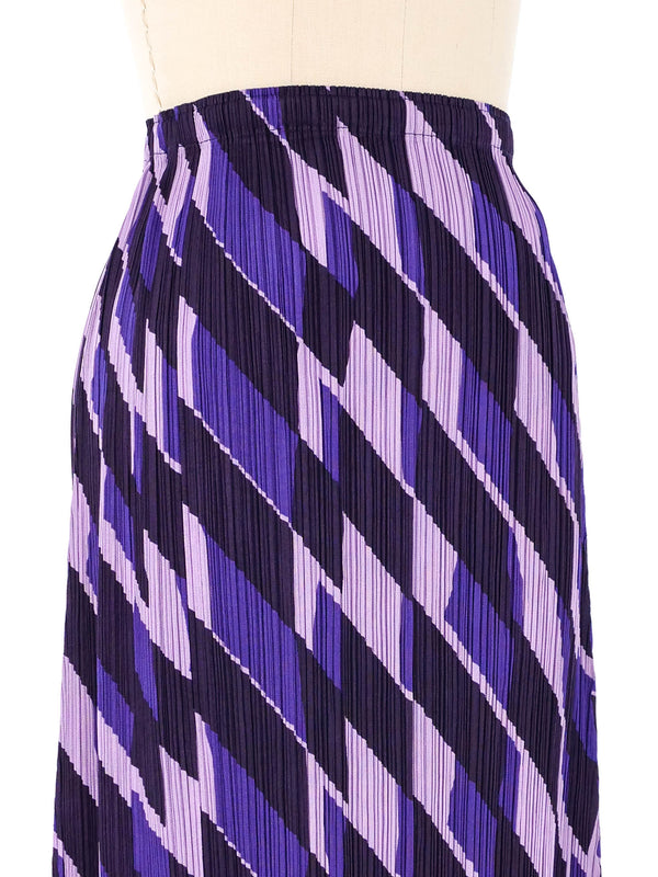 Issey Miyake Pleats Please Geometric Printed Purple Skirt Bottom arcadeshops.com