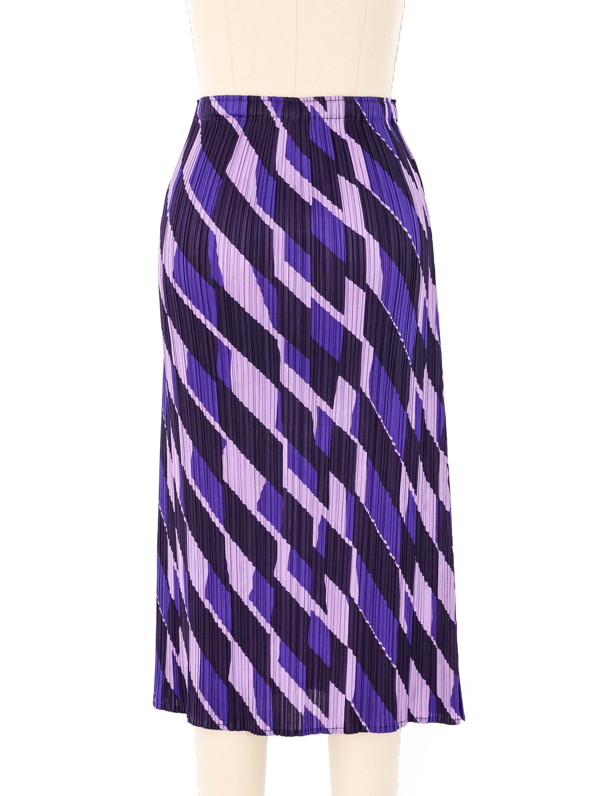 Issey Miyake Pleats Please Geometric Printed Purple Skirt