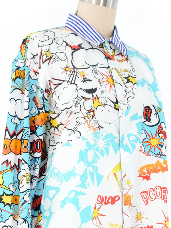 Comme des Garcons Comic Print Button Down Top arcadeshops.com