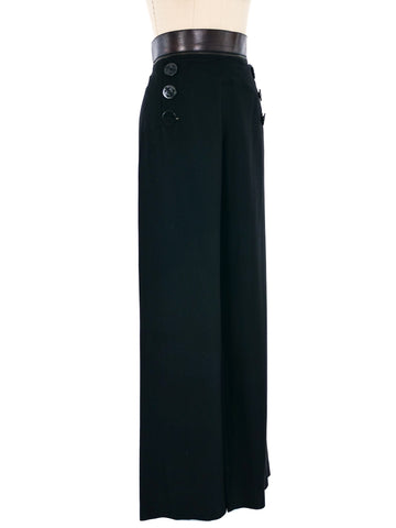 Jean Paul Gaultier JPG Black Wool Sailor Pants Wide Leg hi-rise Trousers 