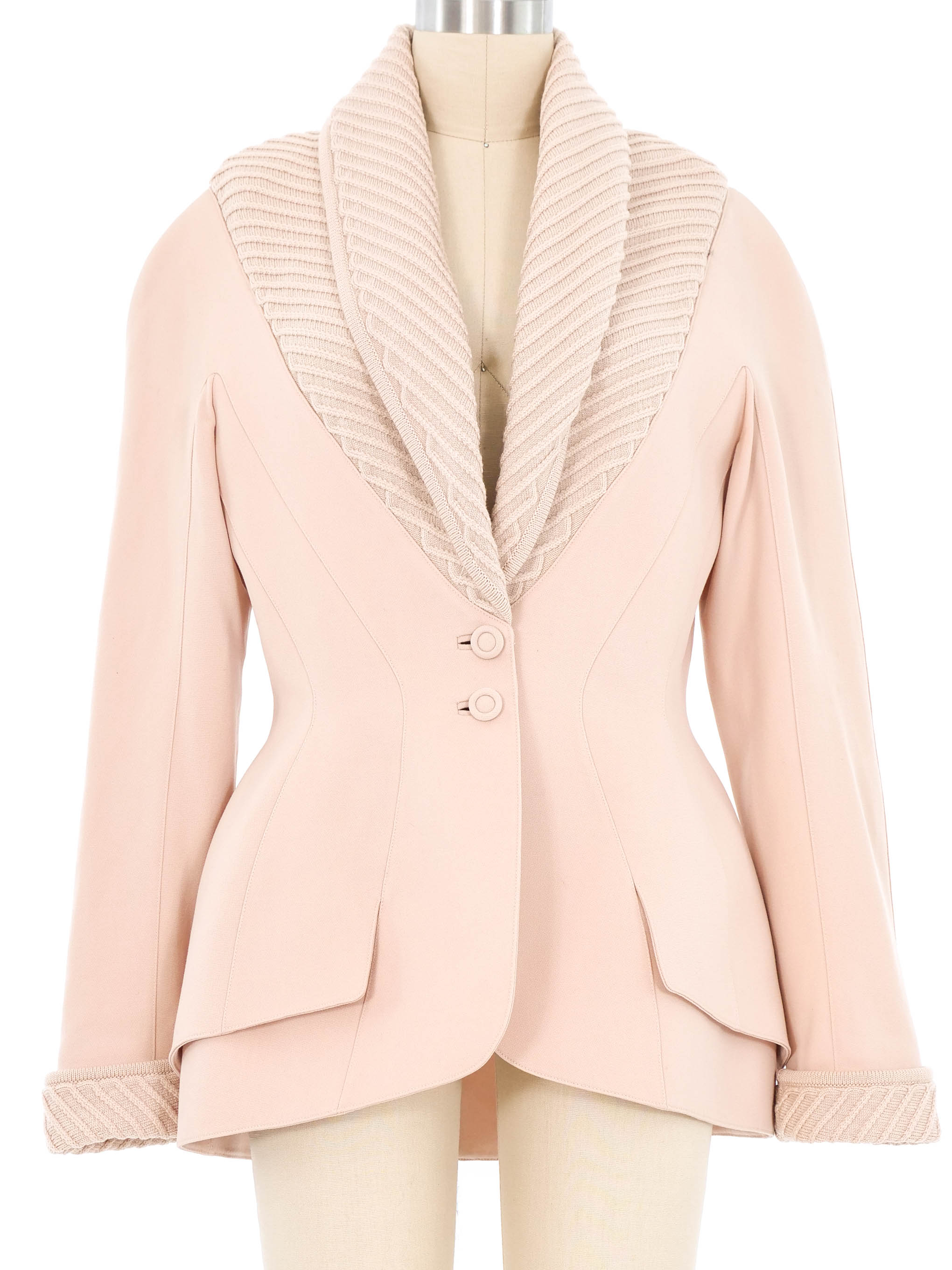 Thierry Mugler Blush Knit Trim Jacket Thierry Mugler Blush Knit Trim Jacket