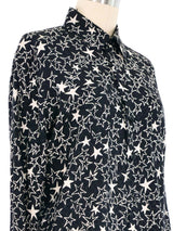 Saint Laurent Star Print Silk Blouse Top arcadeshops.com