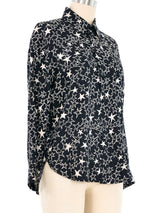 Saint Laurent Star Print Silk Blouse Top arcadeshops.com