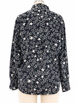 Saint Laurent Star Print Silk Blouse Top arcadeshops.com