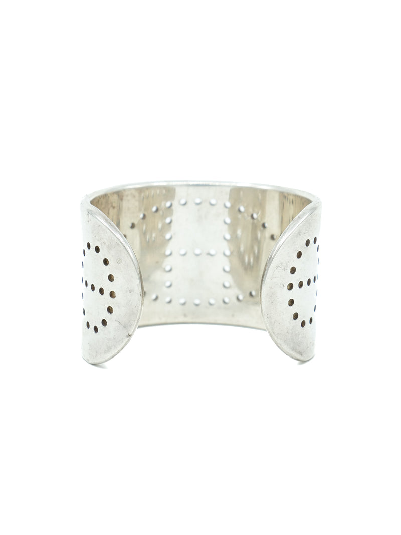 Hermes Sterling Silver Eclipse Perforated Logo Cuff Accessory arcadeshops.com