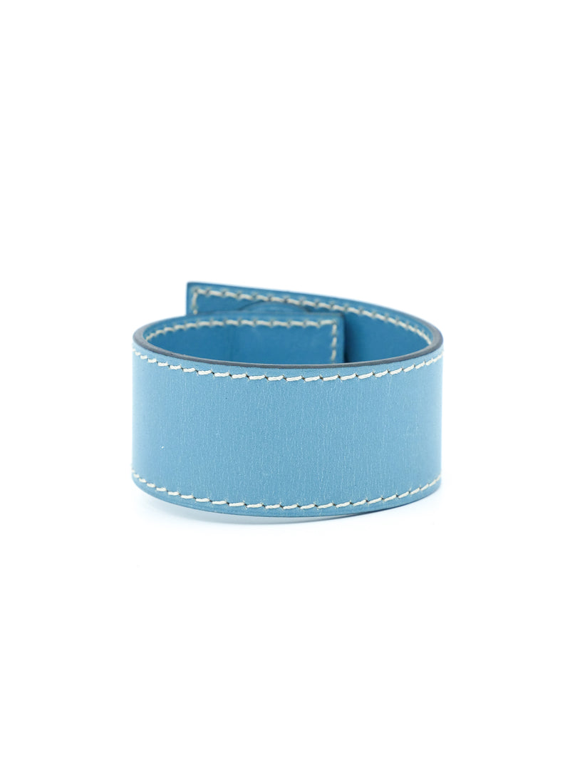 Hermes Blue Leather Logo Touareg Bracelet Accessory arcadeshops.com