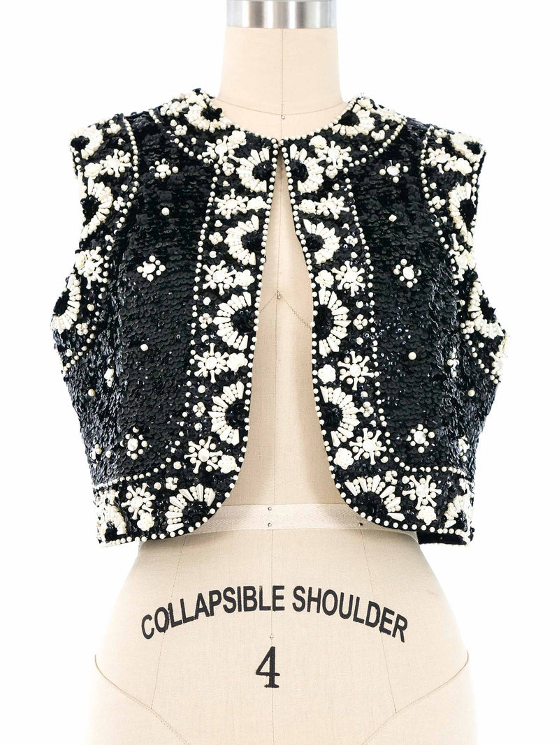 1960s Sequin Embellished Cropped Vest Jacket arcadeshops.com