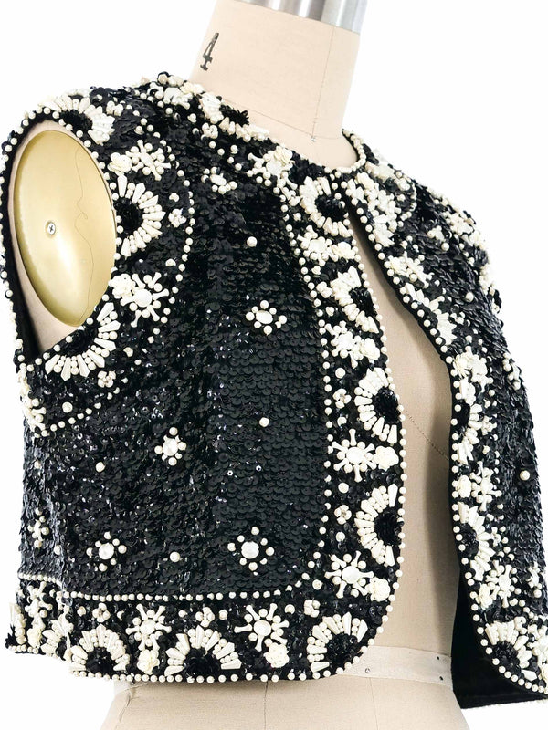 1960s Sequin Embellished Cropped Vest Jacket arcadeshops.com