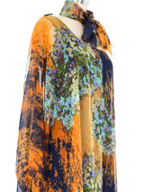 Mr. Blackwell One Shoulder Printed Chiffon Gown Dress arcadeshops.com