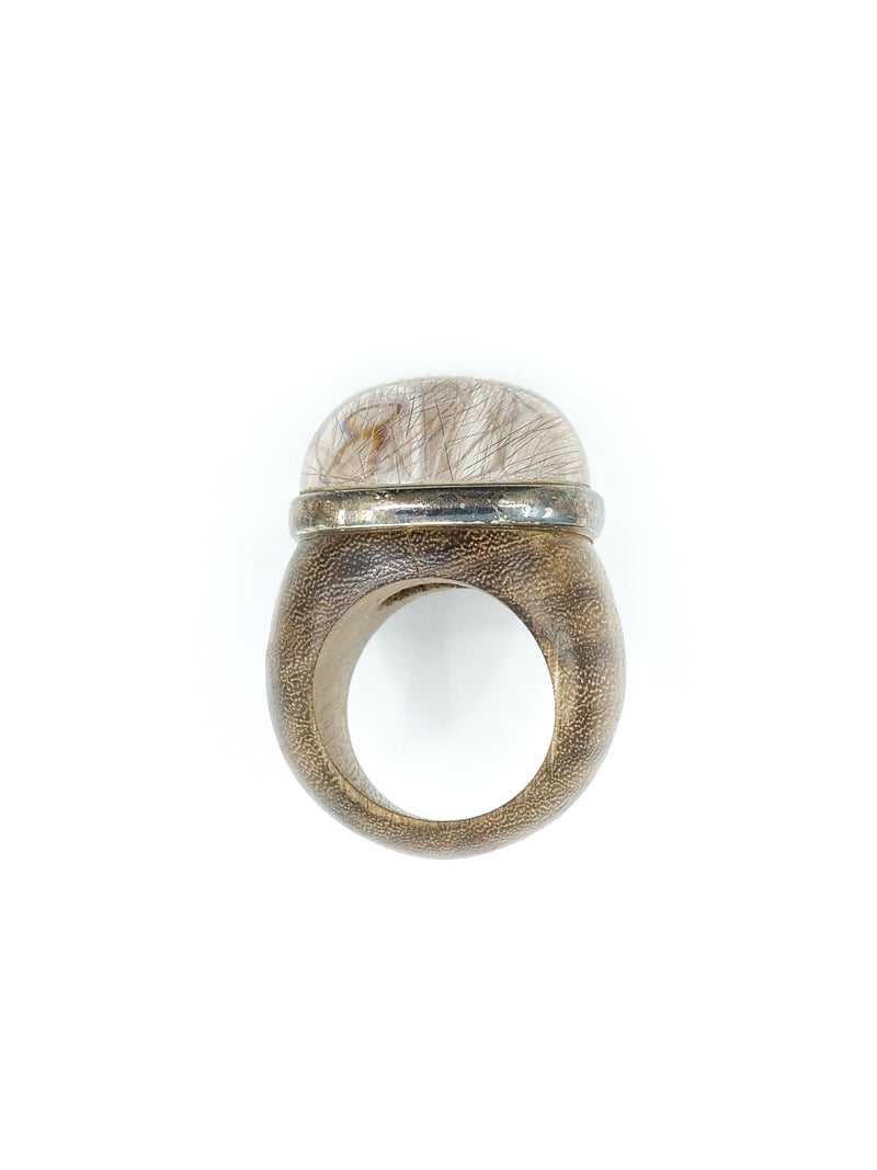 Brazilian Wood Rutilated Quartz Ring Accessory arcadeshops.com
