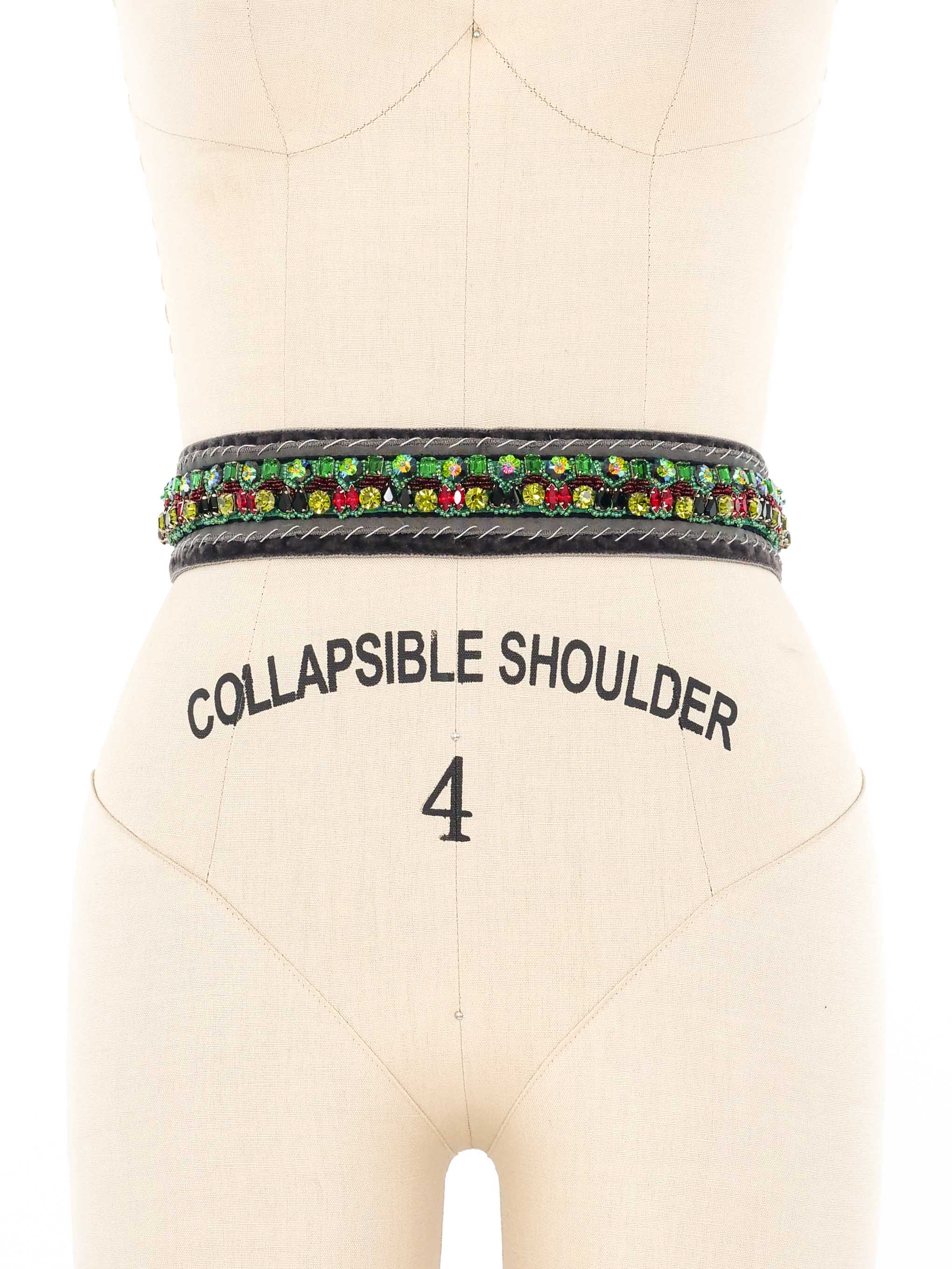 2004 F/W Prada Embellished Gray Velvet Belt