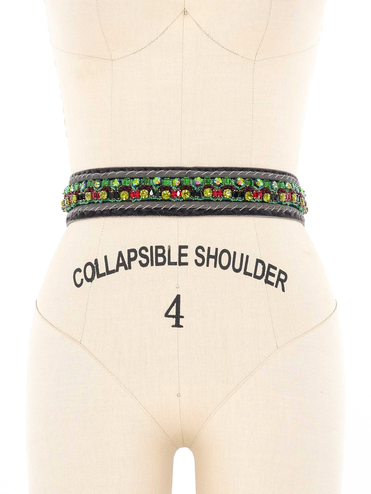 2004 F/W Prada Embellished Gray Velvet Belt display picture 3