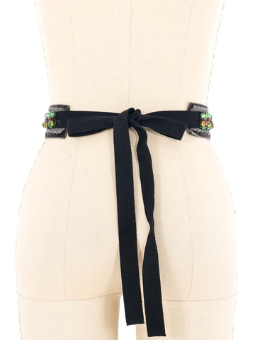 Prada Vintage Beaded Velvet Belt 2004 F/W Prada Embellished Black Velvet Belt main image 4