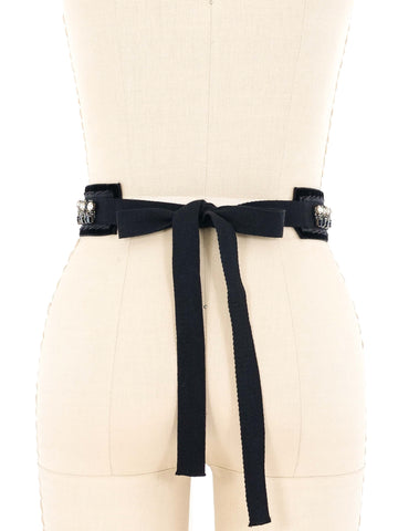 2004 F/W Prada Embellished Black Velvet Belt display picture 1
