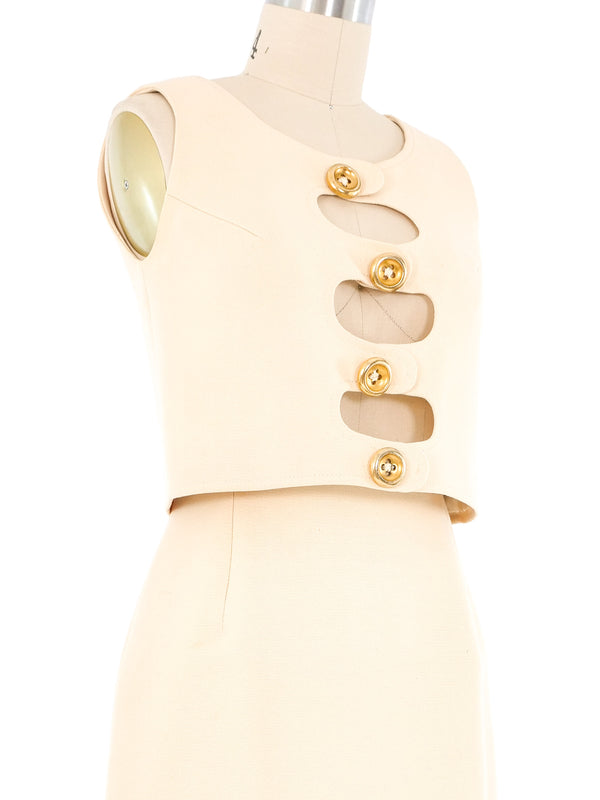 Cream Cut Out Skirt Ensemble Suit arcadeshops.com